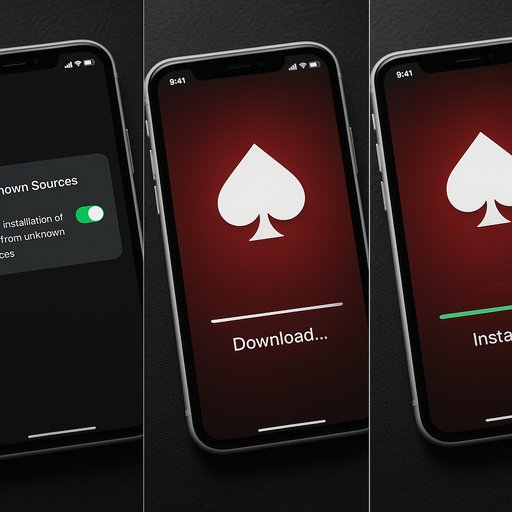 APK download banner showing steps to install the P666 app: enable unknown sources, download, and install with clear progress indicators.