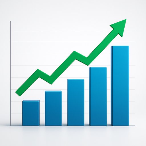 P666 apps views graphic: a clean data visualization with rising bars and arrows representing increasing app views over time. The image conveys growth in user engagement for P666 apps in Pakistan, especially in major cities.