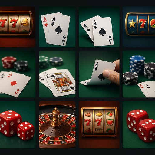 Image showing a grid of game thumbnails including slot reels, card games, and dice games, signaling a broad catalog of P666 games. The grid layout appears clean and easy to navigate for quick access to favorites.