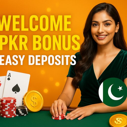 Promotional banner for P666 games showing welcome PKR bonuses and easy deposits, designed for players in Pakistan, including Karachi and Lahore. Bright, inviting design with bold text.