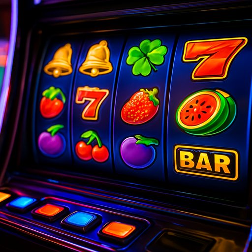 Vast games library image showcasing a colorful slot machine interface with reels and symbols, highlighting variety and excitement for players.